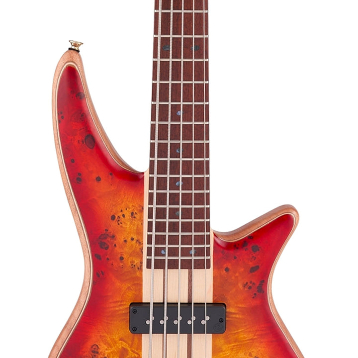 Jackson Pro Series Spectra Bass SB V Poplar Burl Caramelized Jatoba Fingerboard Transparent Cherry Burst Used