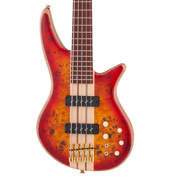 Jackson Pro Series Spectra Bass SB V Poplar Burl Caramelized Jatoba Fingerboard Transparent Cherry Burst Used