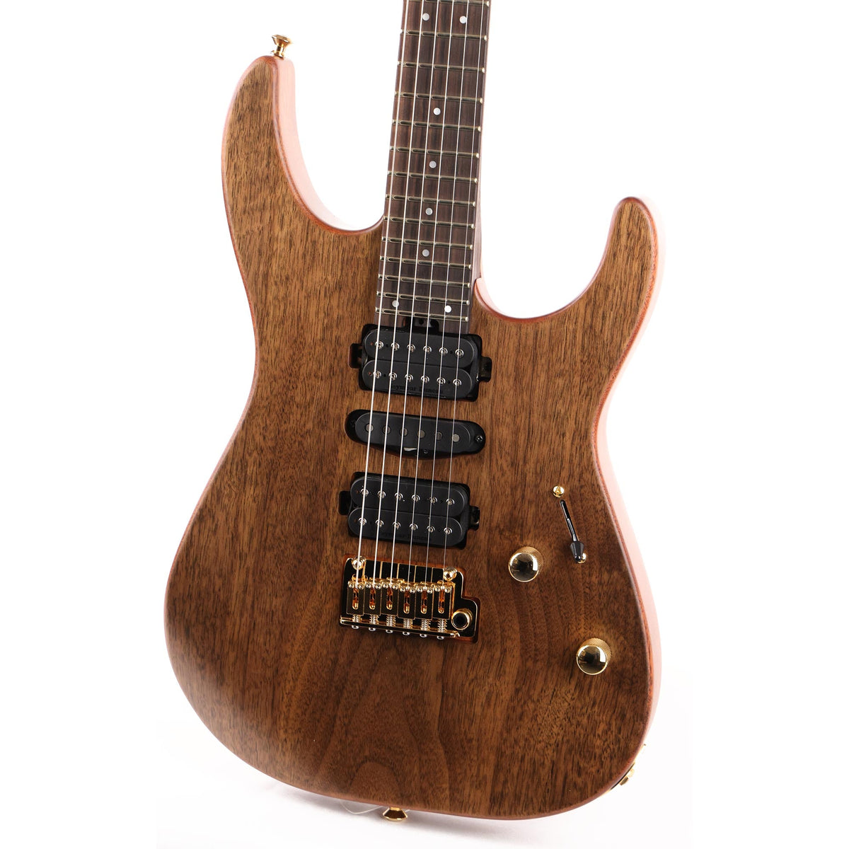 Charvel MJ DK24 HSH 2PT E Mahogany with Figured Walnut Streaky Ebony Fingerboard Natural Used — 7