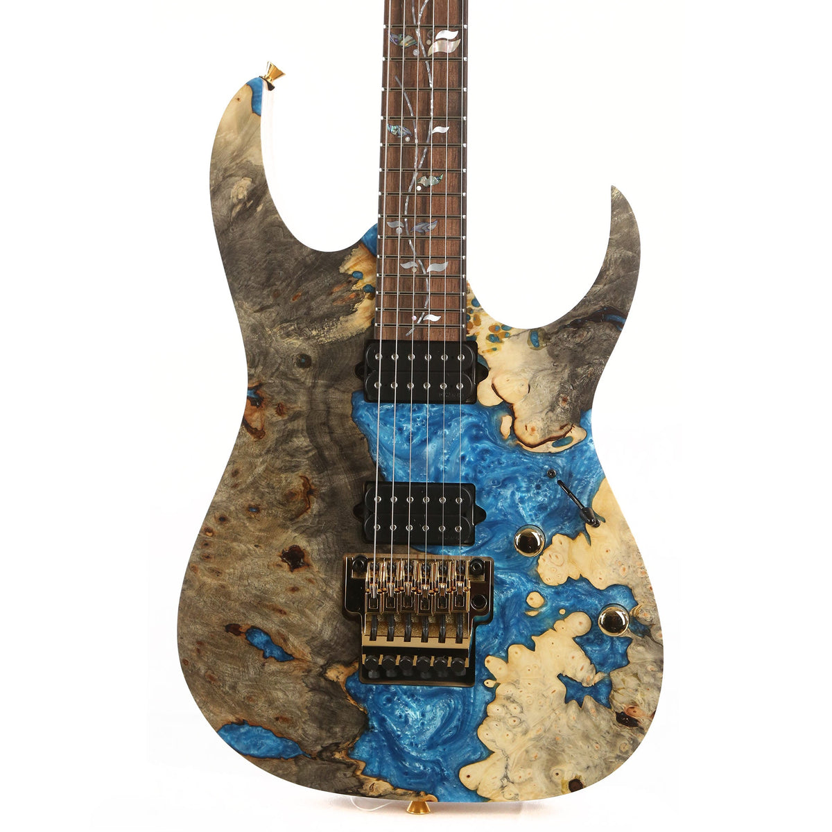 Ibanez RG j.custom Buckeye Burl and Blue Resin Fill 2021 — 1