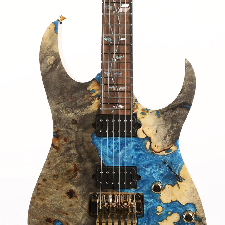 Ibanez RG j.custom Buckeye Burl and Blue Resin Fill 2021