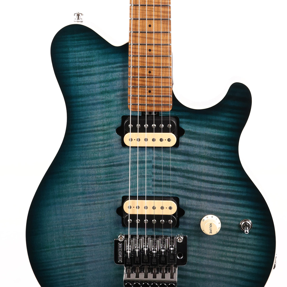 Ernie Ball Music Man Axis Guitar Yucatan Blue Flame Top — 6