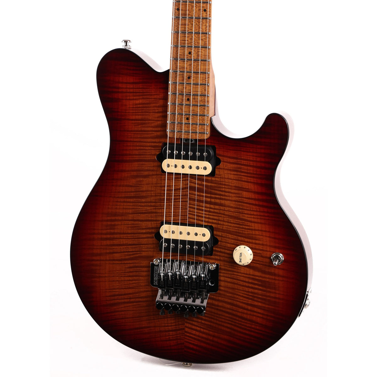 Ernie Ball Music Man Axis Guitar Roasted Amber Flame Top — 7