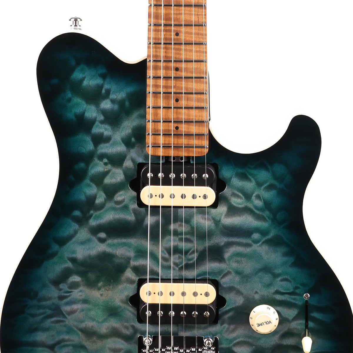 Ernie Ball Music Man Axis Super Sport Yucatan Blue Quilt Top 2022 — 6