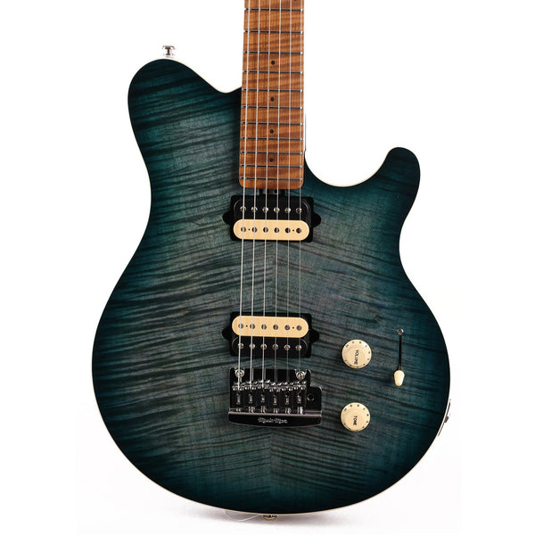 Ernie Ball Music Man Axis Super Sport Guitar Yucatan Blue Flame Top