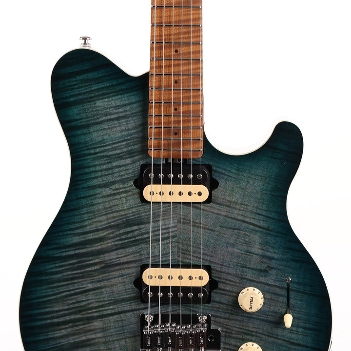 Ernie Ball Music Man Axis Super Sport Guitar Yucatan Blue Flame Top