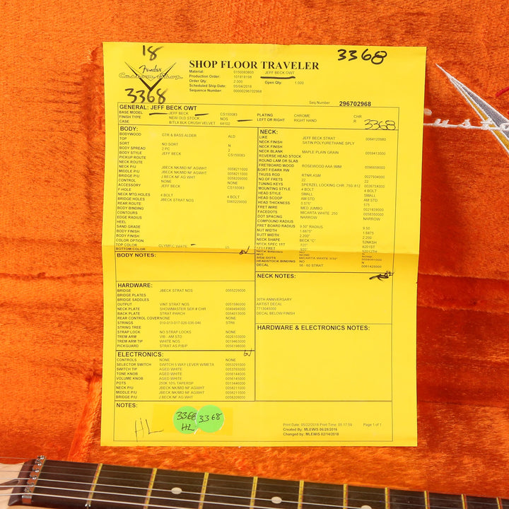 Fender Custom Shop Jeff Beck Stratocaster Olympic White 2018