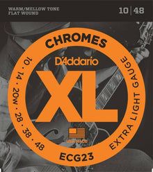 D'Addario Chromes Flatwound Electric Strings (Extra Light 10-48)