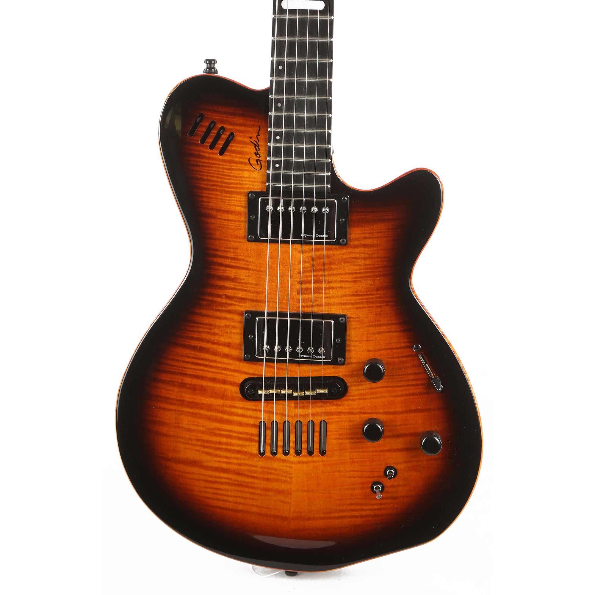 Godin LGX-SA Cognac Burst Flame AAA Used | The Music Zoo