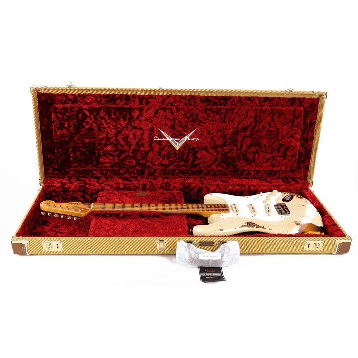 Fender Custom Shop 1956 Stratocaster Heavy Relic Super Faded Vintage White Over Aged 2-Color Sunburst