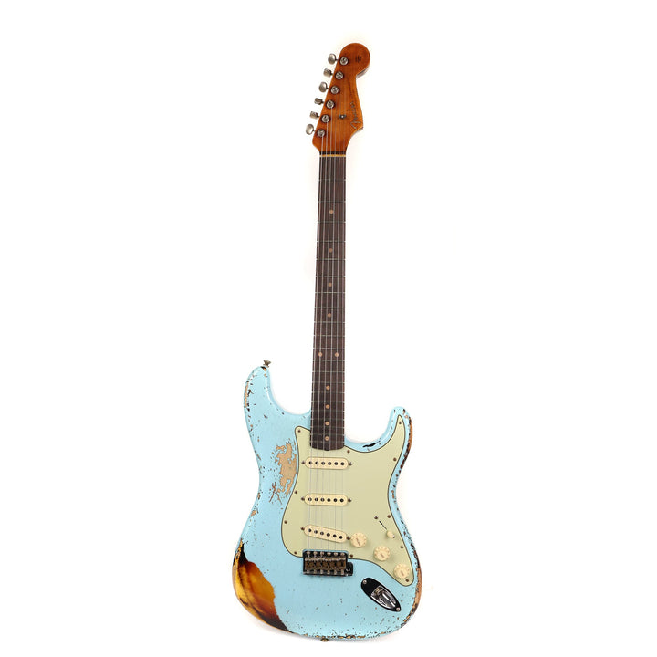 Fender Custom Shop 60/63 Stratocaster Super Heavy Relic Faded Daphne Blue over 3-Tone Sunburst