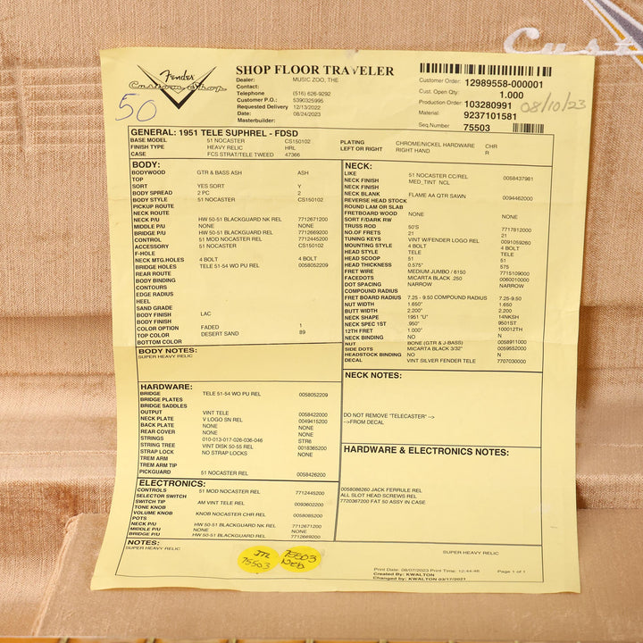 Fender Custom Shop Limited Edition 1951 Telecaster Super Heavy Relic Aged Desert Sand 2023