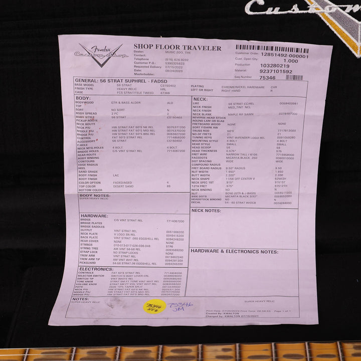 Fender Custom Shop Limited Edition 1956 Stratcaster Super Heavy Relic Faded Aged Desert Sand