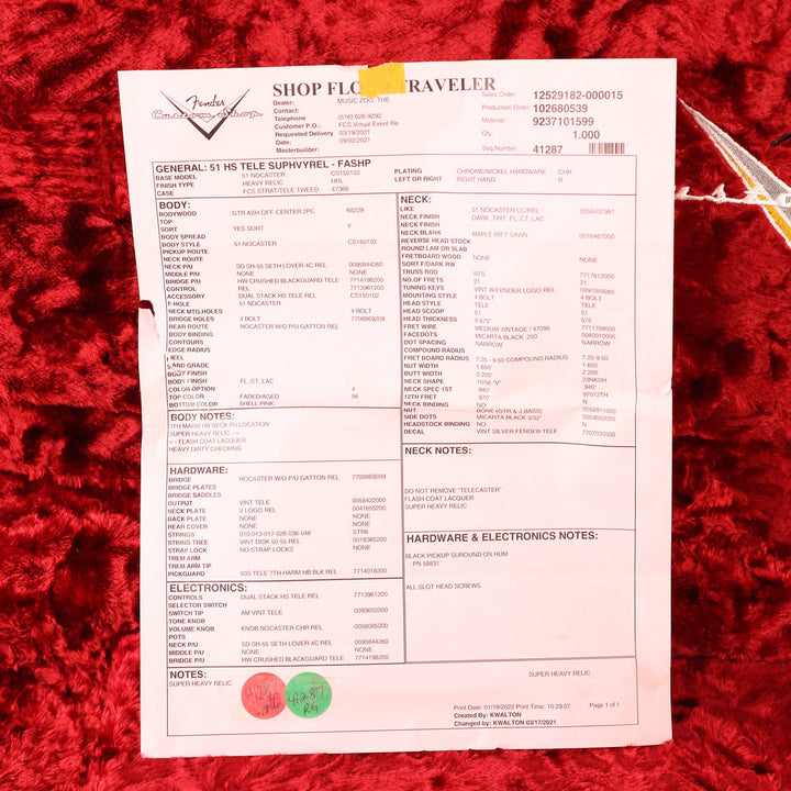 Fender Custom Shop 1951 Telecaster Super Heavy Relic Faded Aged Shell Pink