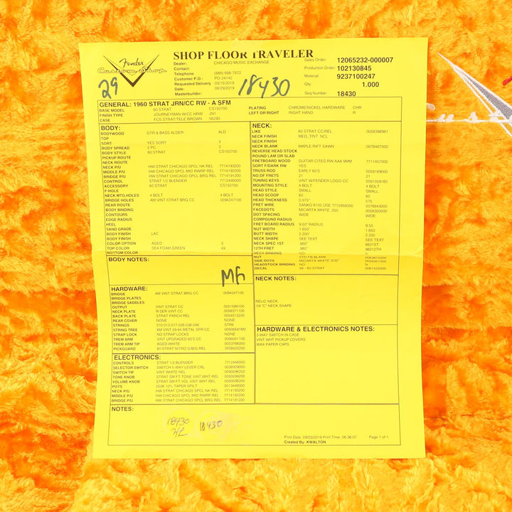 Fender Custom Shop 1960 Stratocaster Journeyman Relic Aged Seafoam Green 2019