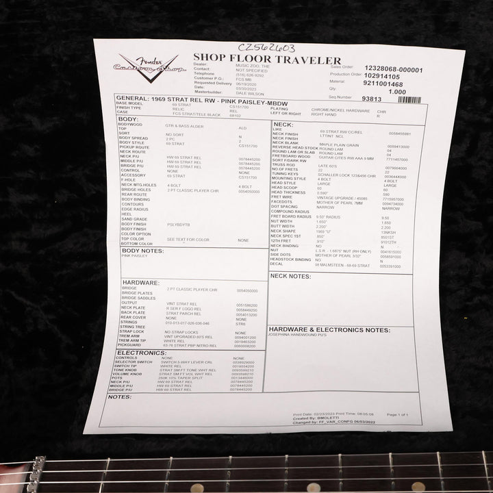 Fender Custom Shop 1969 Stratocaster Pink Paisley Relic Masterbuilt Dale Wilson