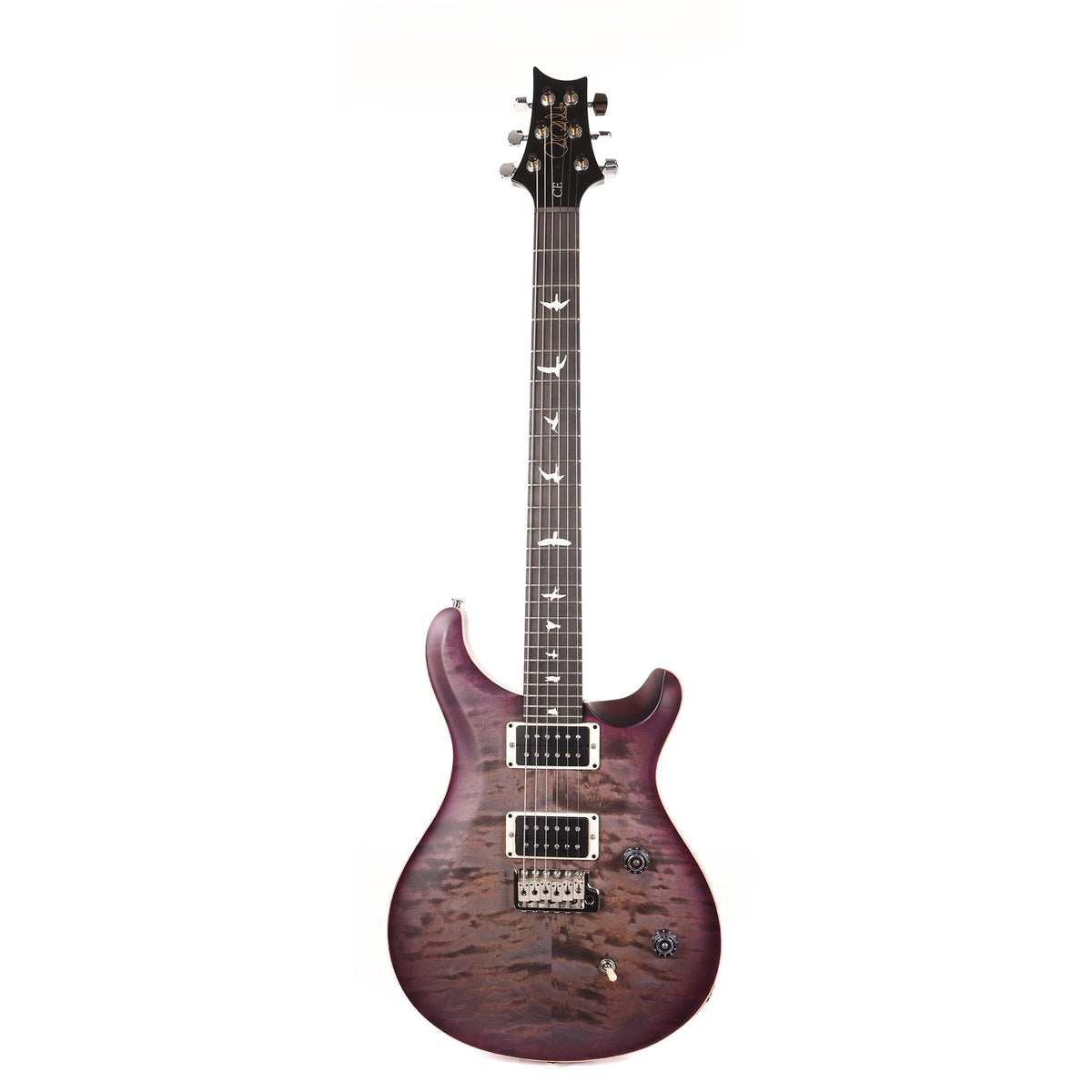 PRS Wood Library CE24 Satin Quilt Top Faded Grey Black Cherry Burst Used — 2