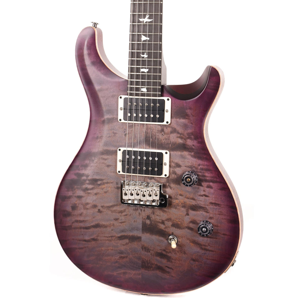 PRS Wood Library CE24 Satin Quilt Top Faded Grey Black Cherry Burst Used — 7