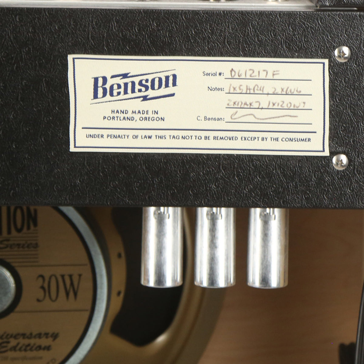 Benson Monarch Reverb 1x12" Combo Amplifier Used — 5