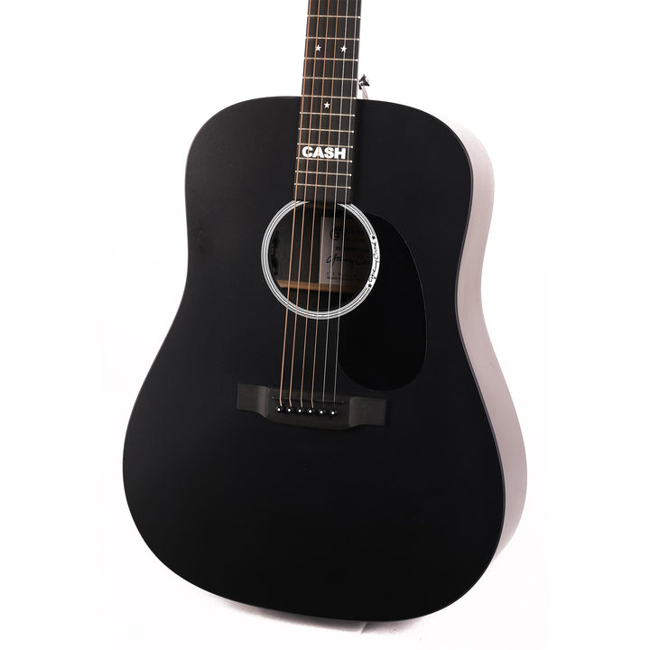 Martin DX Johnny Cash Acoustic-Electric Jett Black Top Crack As-Is