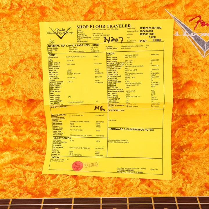 Fender Custom Shop Limited '60 Precision Bass 3-Color Sunburst Summer NAMM 2021 Showpiece