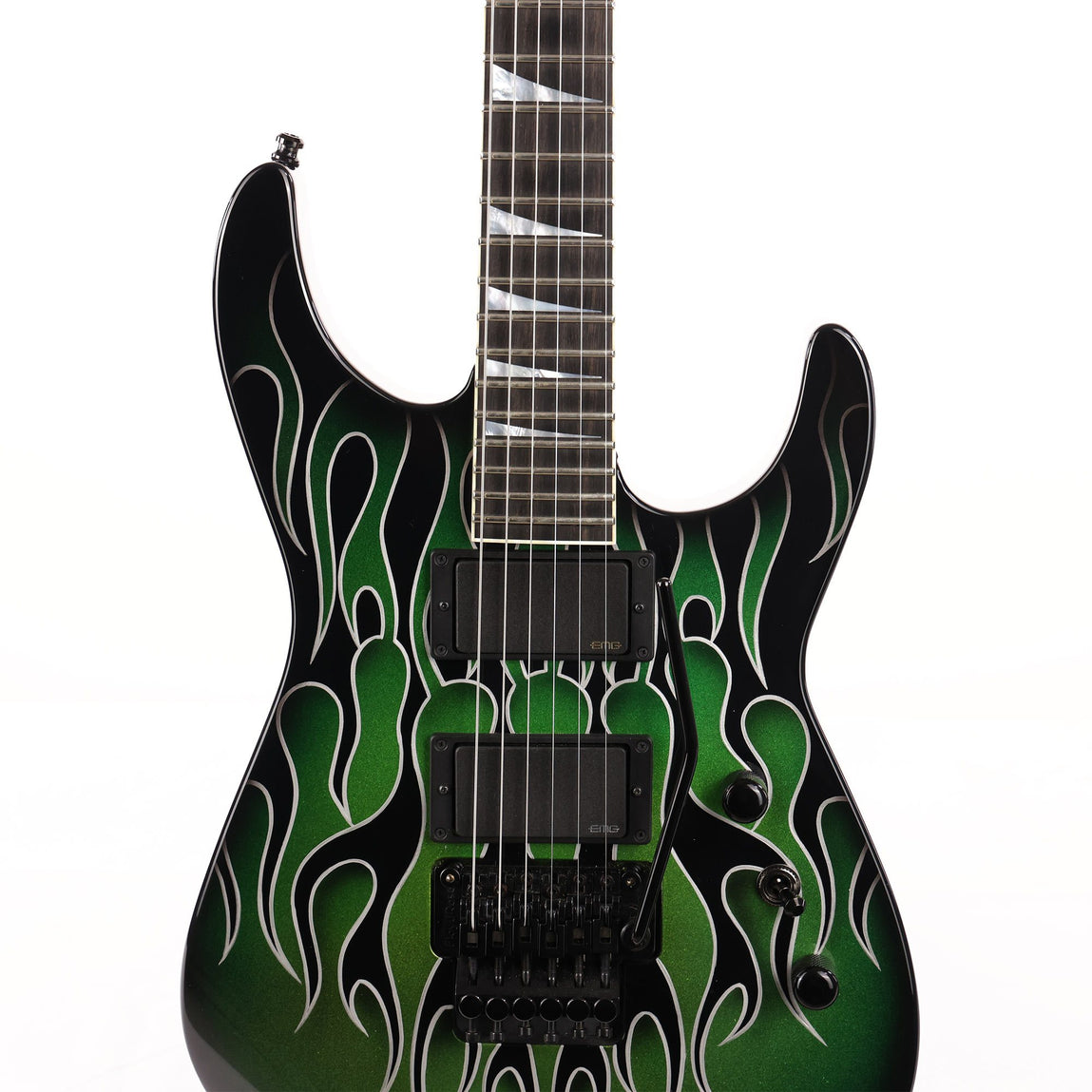 ギター Addictone Custom Guitars Modern Series Jackson Custom Shop Dinky DK1 Metallic Green Ghost Flames 2019