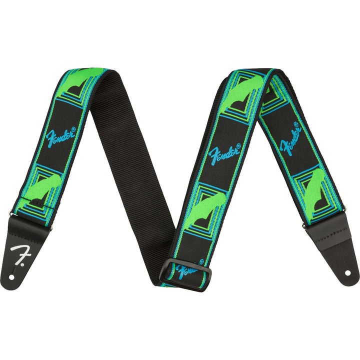 Fender Neon Monogrammed Strap Green and Blue