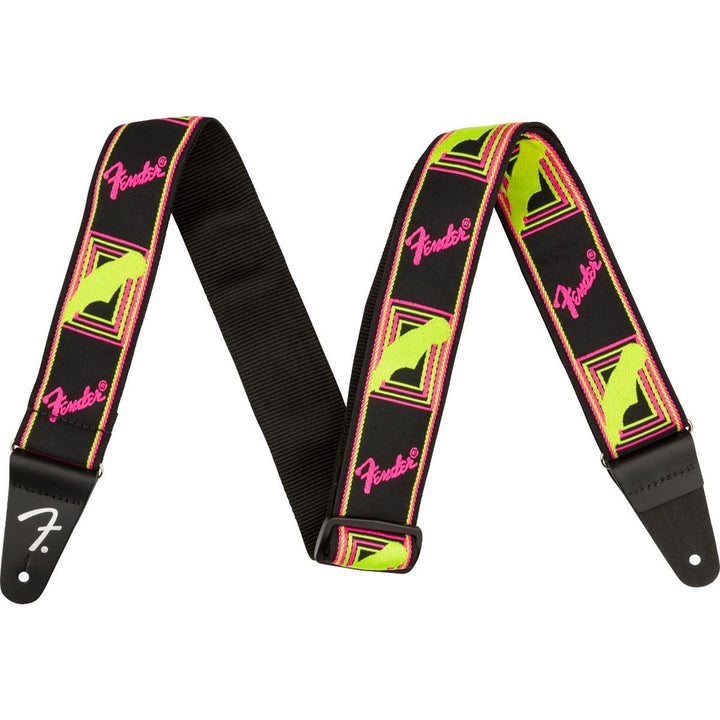 Fender Neon Monogrammed Stratp Yellow and Pink | The Music Zoo