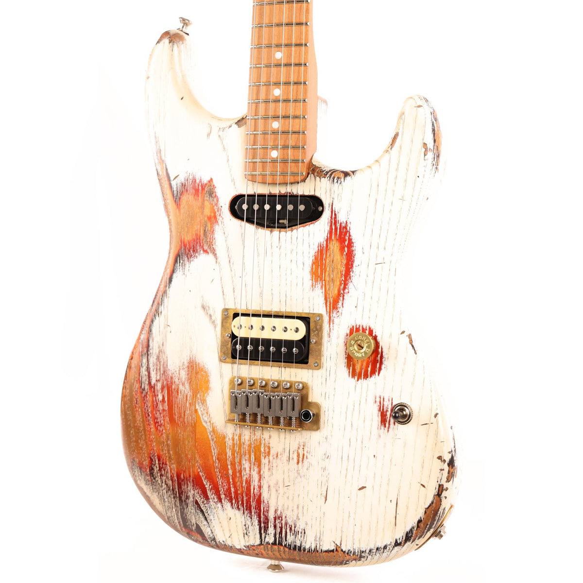 Paoletti Stratospheric Wine HS Relic White over Sunburst Music Zoo Exclusive — 7