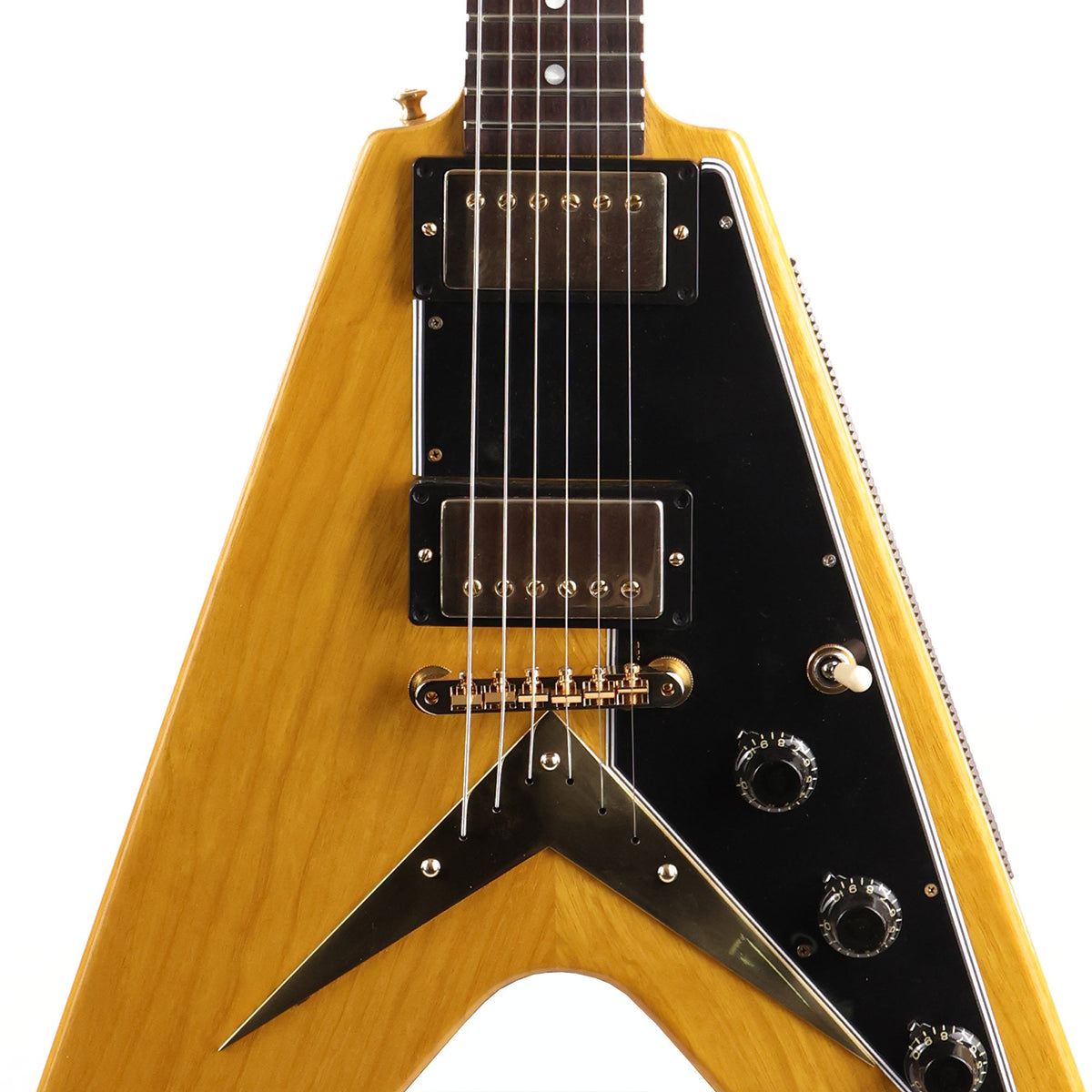 Gibson Custom Shop 1958 Korina Flying V Reissue Black Pickguard Natural — 6