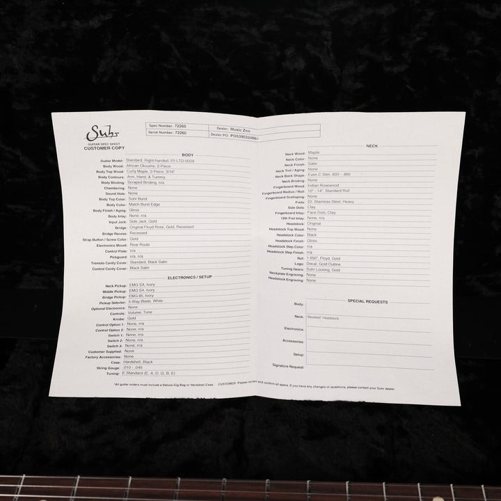 Suhr Standard Curly Maple Top Suhr Burst