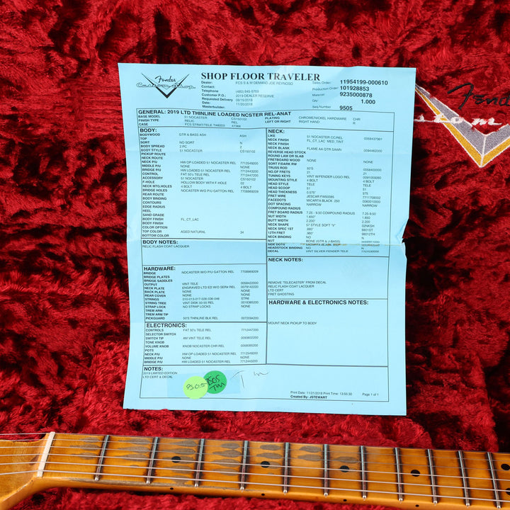 Fender Custom Shop Limited Thinline Loaded Nocaster Aged Natural 2019