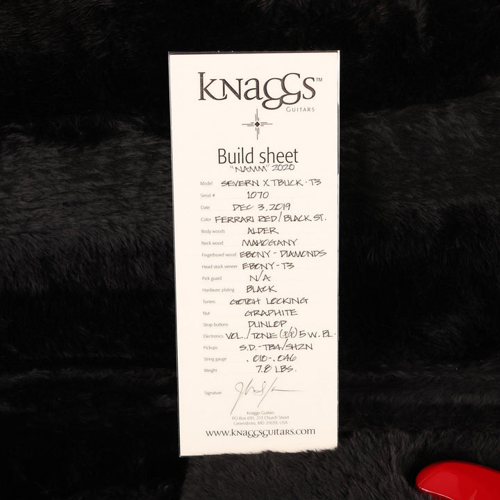 Knaggs Severn X Tbuck Tier 3 Ferrari Red Racing Stripe NAMM 2020 Display Guitar