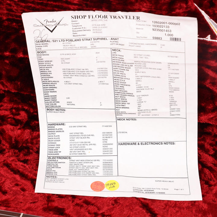 Fender Custom Shop Limited Edition Poblano Stratocaster Super Heavy Relic Aged Natural