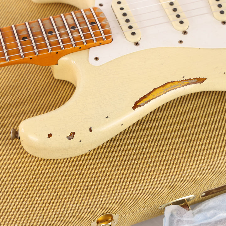 Fender Custom Shop Limited Edition 1956 Stratocaster Heavy Relic Aged Vintage White over 2-Tone Sunburst