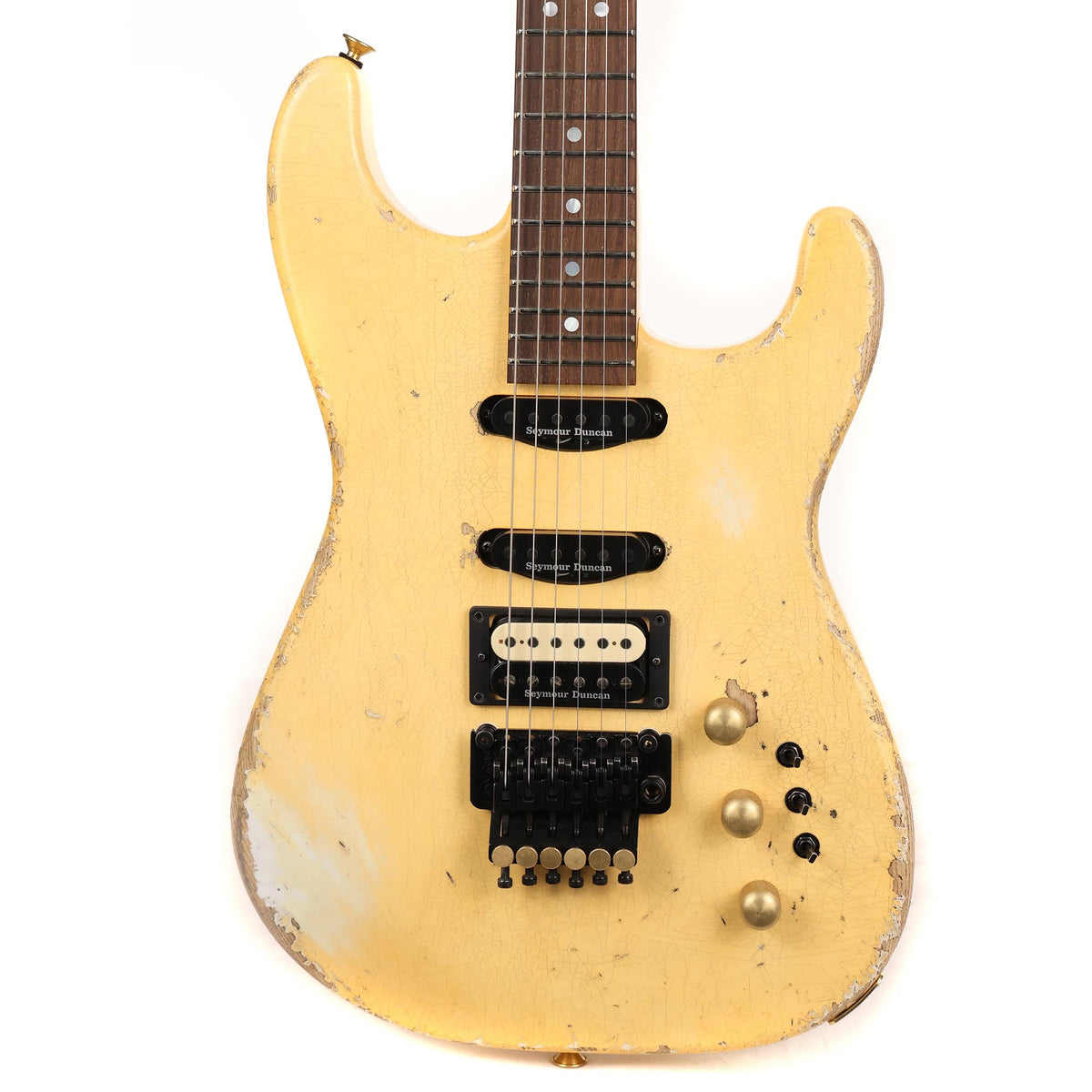 Charvel Custom Shop San Dimas HSS Brazilian Rosewood Nitro Aged Vanilla Shake — 1