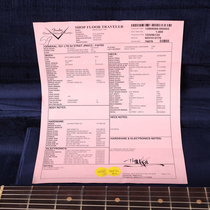 Fender Custom Shop Limited Edition 1964 Stratocaster Journeyman Relic Fiesta Red 2023