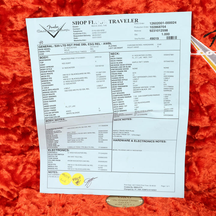 Fender Custom Shop Limited Edition Roasted Pine Double Esquire Aged White Blonde 2022