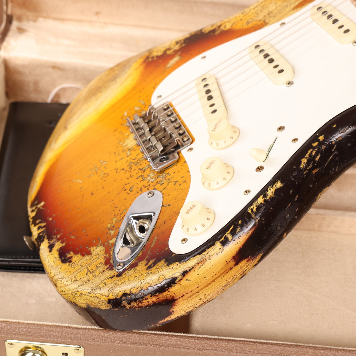 Fender Custom Shop Limited Edition Red Hot Stratocaster Super Heavy Relic Faded Chocolate 3-Tone Sunburst — 10