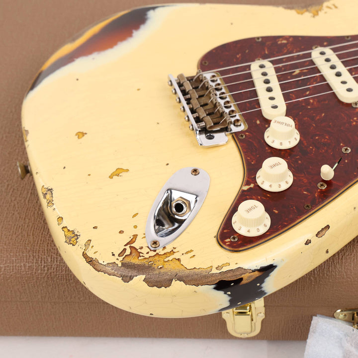 Fender Custom Shop Limited Edition 1961 Stratocaster Heavy Relic Aged Vintage White over 3-Tone Sunburst