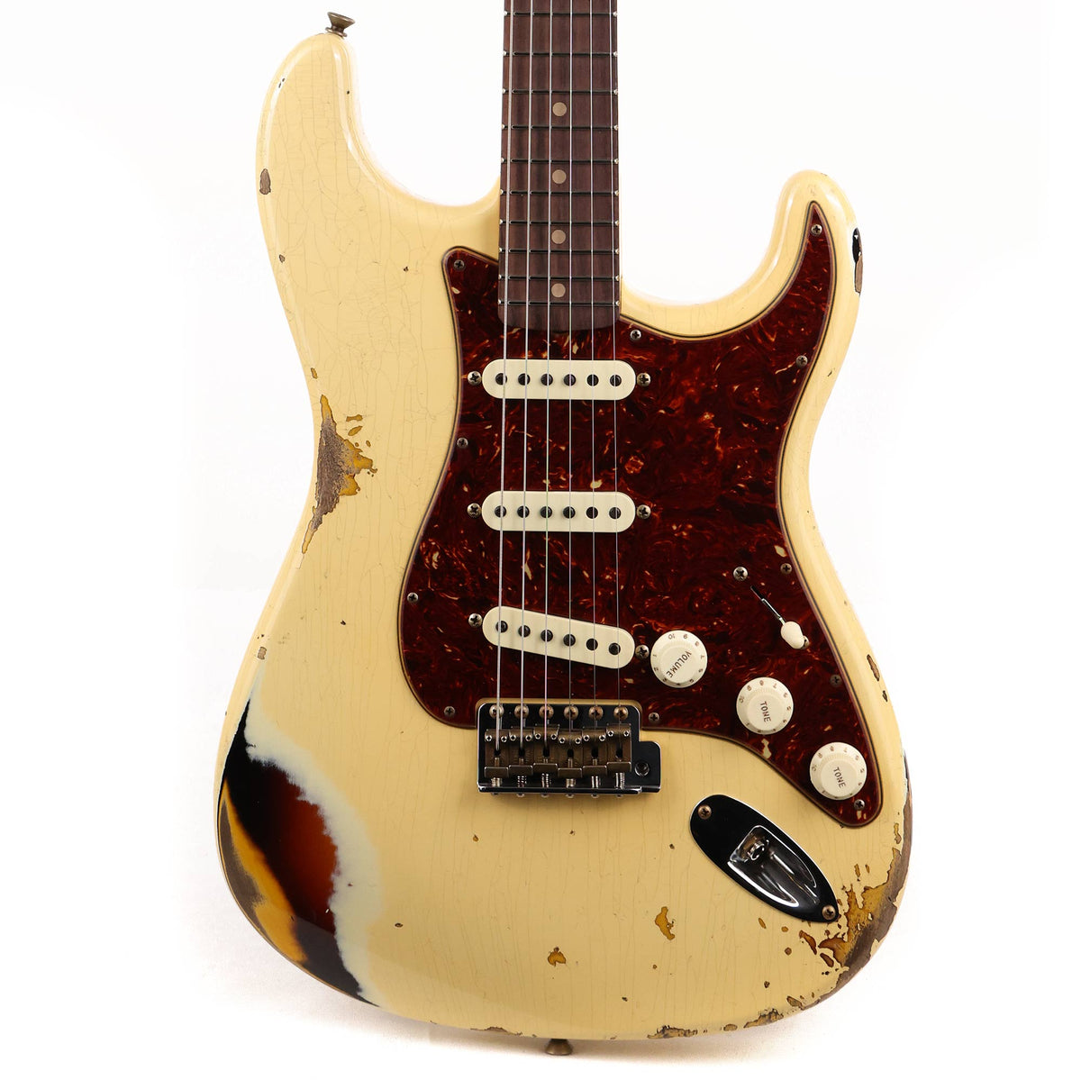 Fender Custom Shop Limited Edition 1961 Stratocaster Heavy Relic Aged Vintage White over 3-Tone Sunburst — 1