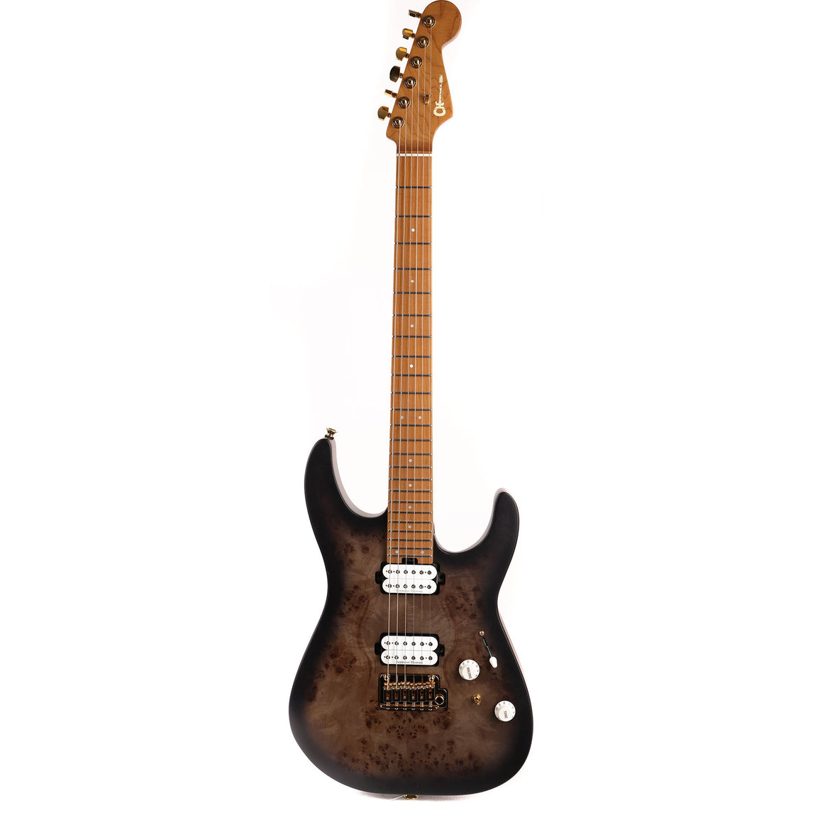 Charvel Pro-Mod DK24 HH 2PT CM Poplar Burl Transparent Black Burst