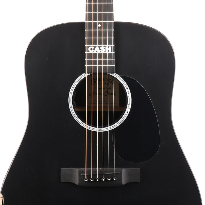 Martin DX Johnny Cash Acoustic-Electric Jett Black As-Is Top Crack