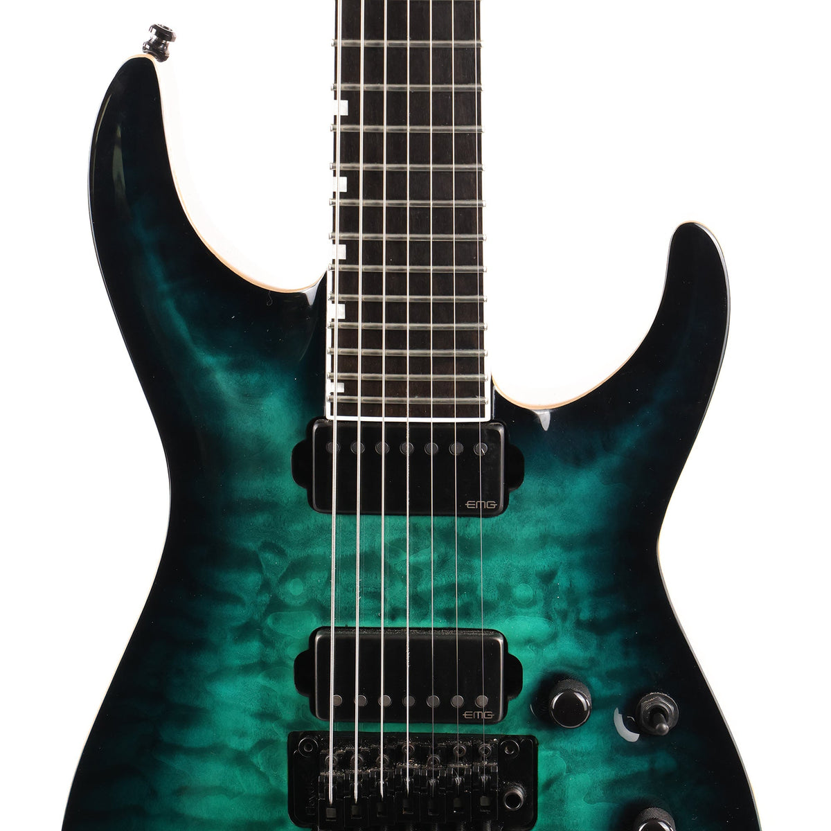 ESP E-II Horizon FR-7 Black Turquoise Burst Used — 6