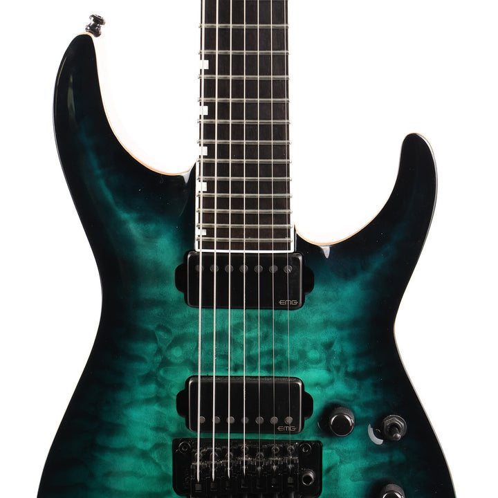 ESP E-II Horizon FR-7 Black Turquoise Burst Used