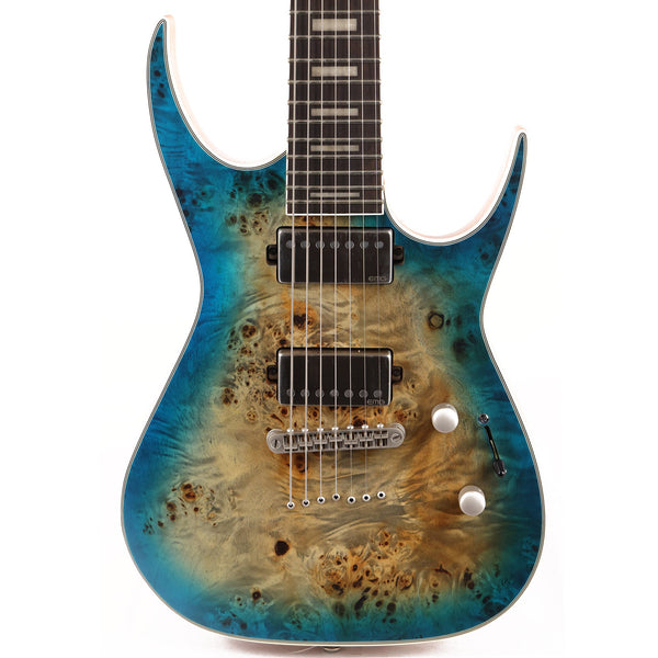 Dean Exile Select 7 String Burled Poplar Satin Turquoise Burst