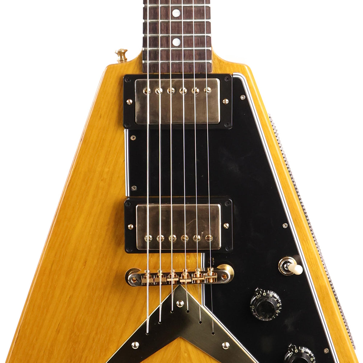 Gibson Custom Shop 1958 Korina Flying V Reissue Black Pickguard Natural — 6