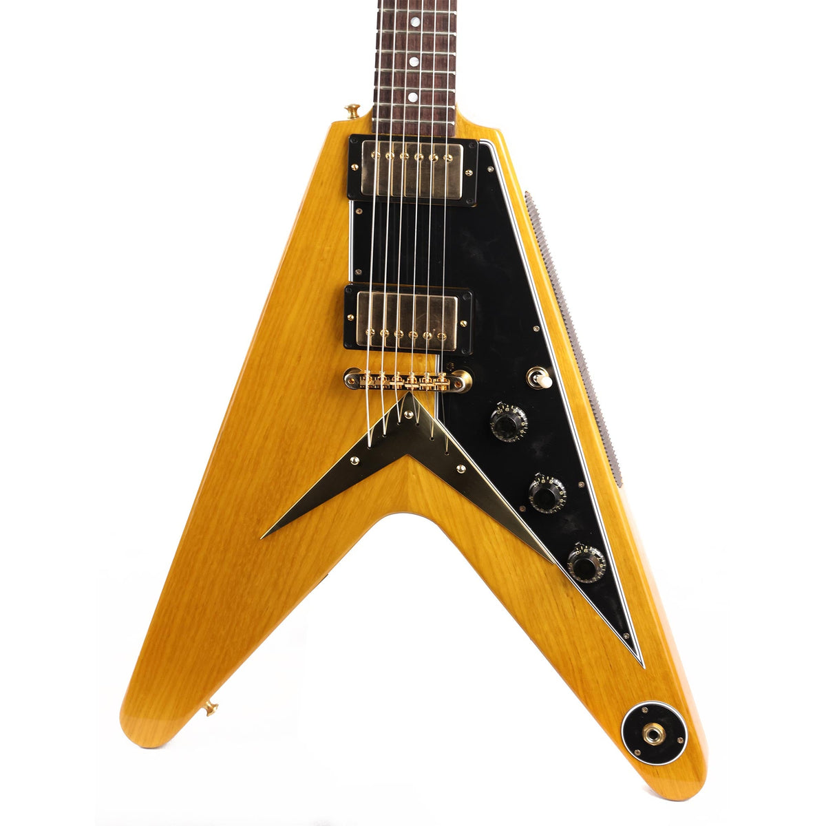 Gibson Custom Shop 1958 Korina Flying V Reissue Black Pickguard Natural — 7
