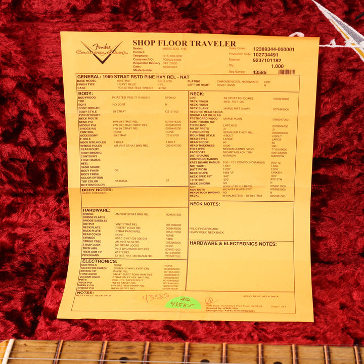 Fender Custom Shop 1969 Stratocaster Roasted Pine Body Heavy Relic Natural 2021