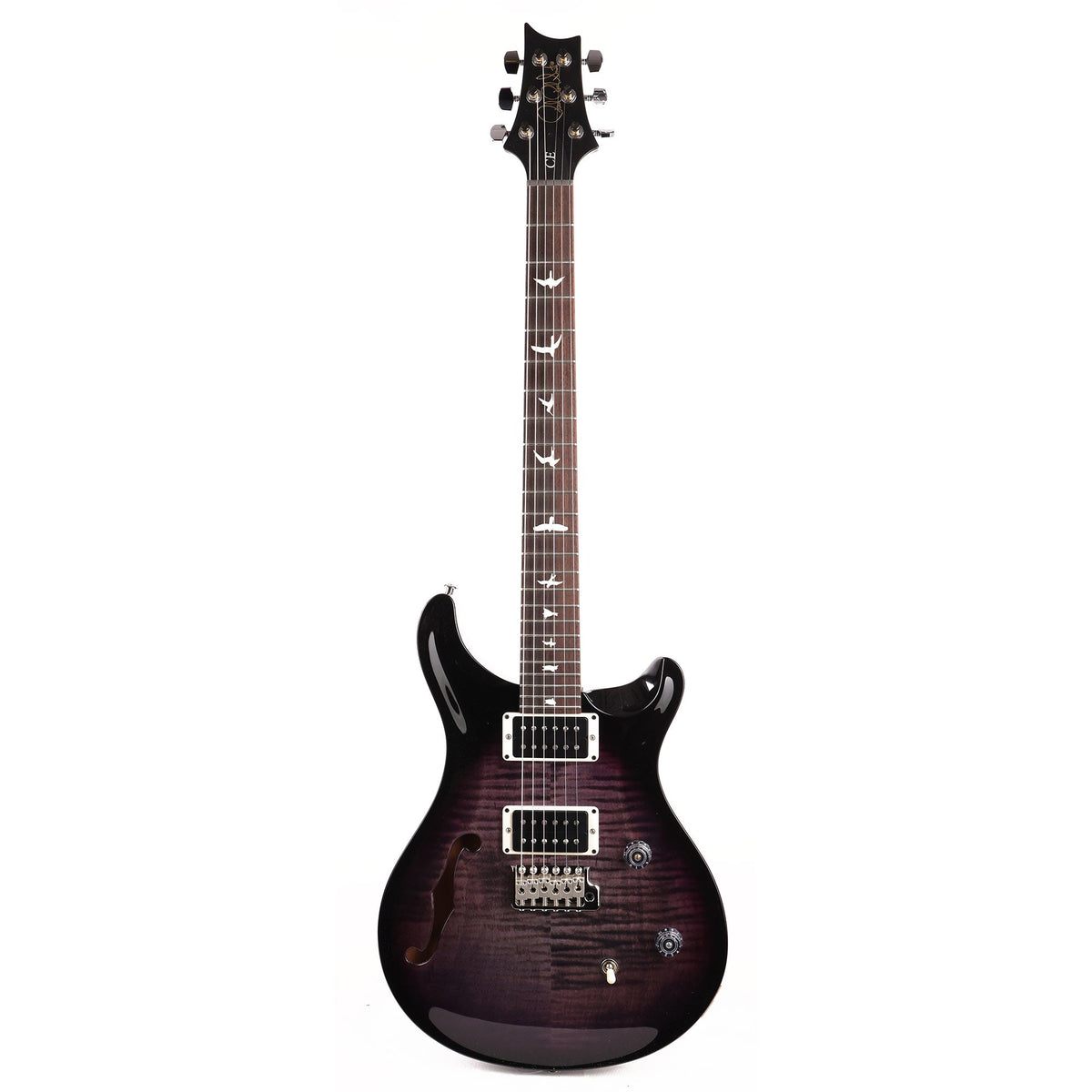 PRS CE 24 Semi-Hollow Faded Purple with Black Wrap and Satin Black Neck — 2